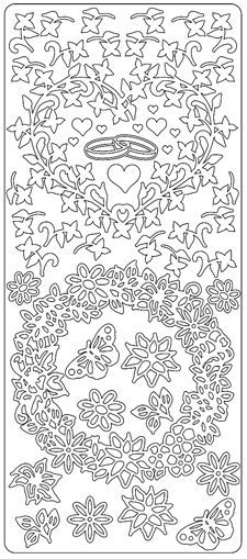 Flowers Lines - Peel-Off Sticker Sheet - Black