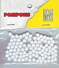 Mini Pom Poms - 3mm - White - 100pcs