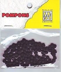 Mini Pom Poms - 3mm - Black - 100pcs 