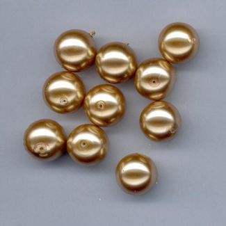Glass Pearls Round - 10mm - Cognac