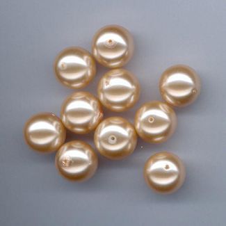 Glass Pearls Round - 12mm - Light gold