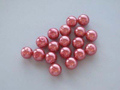 Glass Pearls Round - 14mm - Coral red