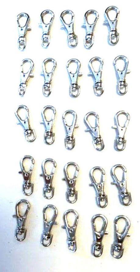 Lobster Clasp with rotatable eye - 33mm - Silver - 25pcs