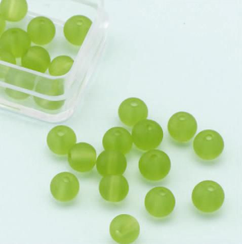 Gläserne  Perlen Rund - 6mm - Olive matt