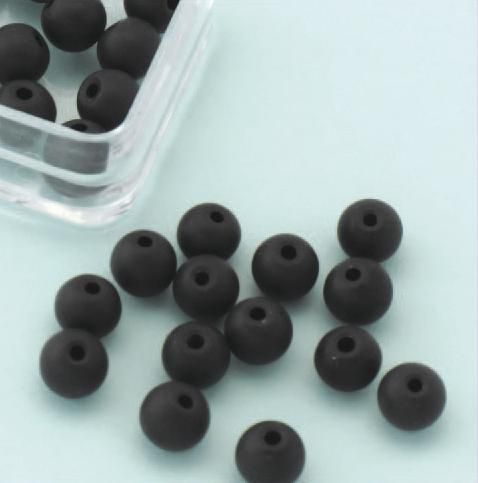 Glass Beads Round - 6mm - Black Frosted