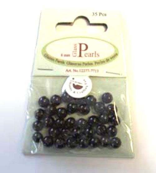 Glass Pearls Round - 6mm - Black