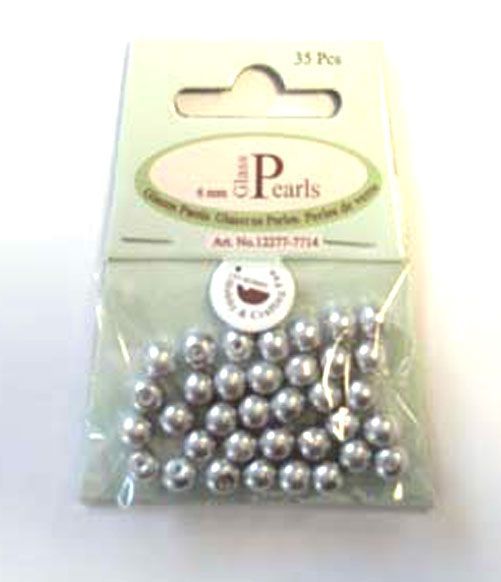 Glass Pearls Round - 6mm - Light Grey