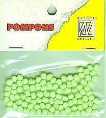 Mini Pom Poms - Neon Grün - 3mm - 100 Stück