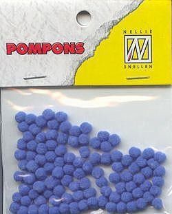 Mini Pom Poms - 3mm - Light Blue - 100 Stuks