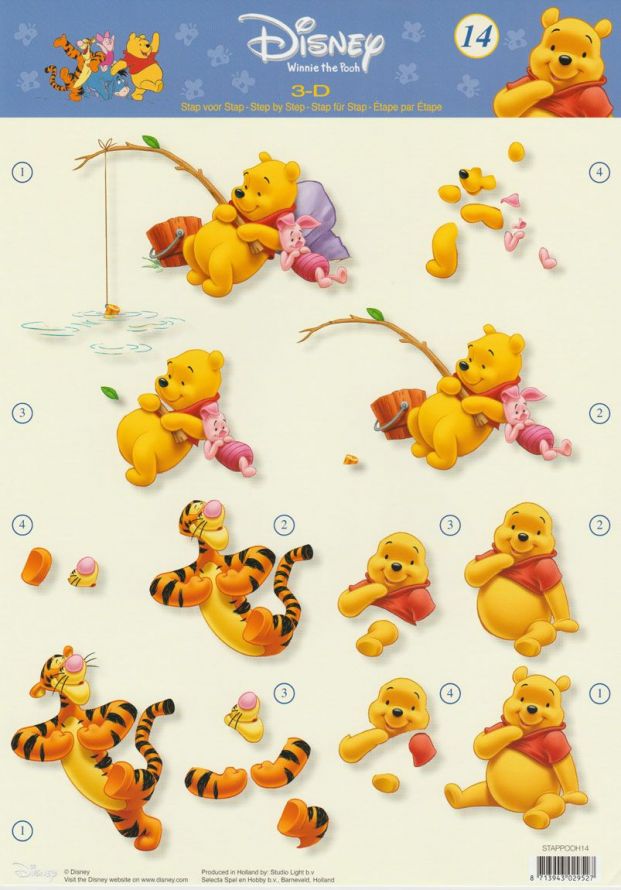 Winnie the Pooh - 3DA4 Step by Step Decoupage Sheet
