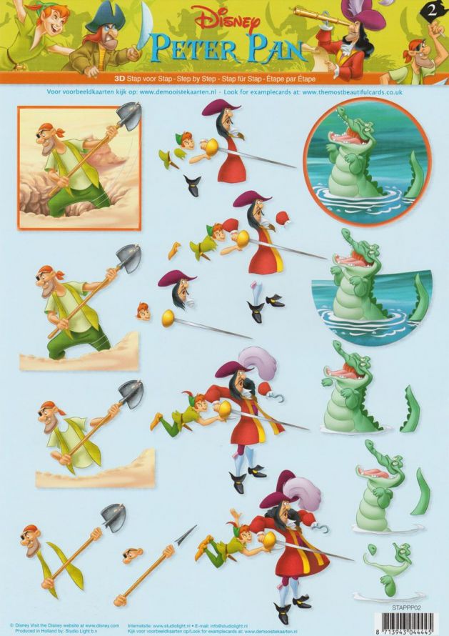 Peter Pan - 3DA4 Step by Step Decoupage Sheet