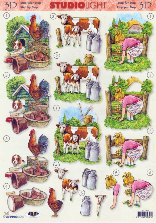 Farm - 3DA4 Step by Step Decoupage Sheet