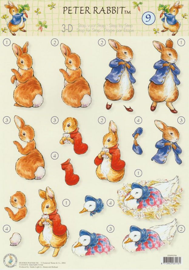 Beatrix Potter - Peter Rabbit - 3DA4 Stap voor Stap Knipvel