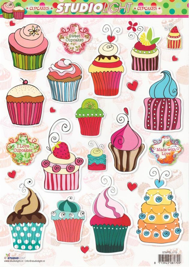 Cup Cakes - 3DA4 Step by Step Decoupage Sheet