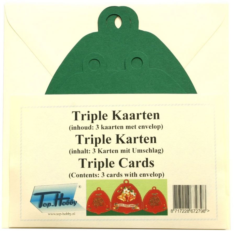 Kerst Klok - Triple Kaarten - Donker Groen