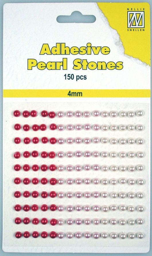 Pierres de Perle adhésives - 4mm - 3 nuances de rouge - 150pcs