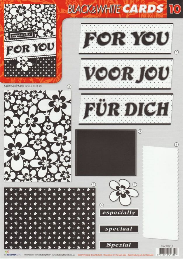 Schwarz-Weiß CARDS Stap für Stap Schneidebogen