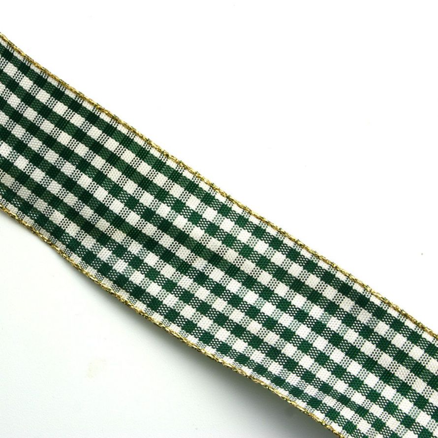 Decorative Ribbons - Green/Ivory with Gold