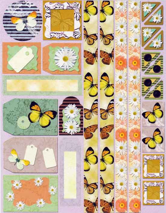 Butterflies Labels 3DA4 Die-cut Sheet