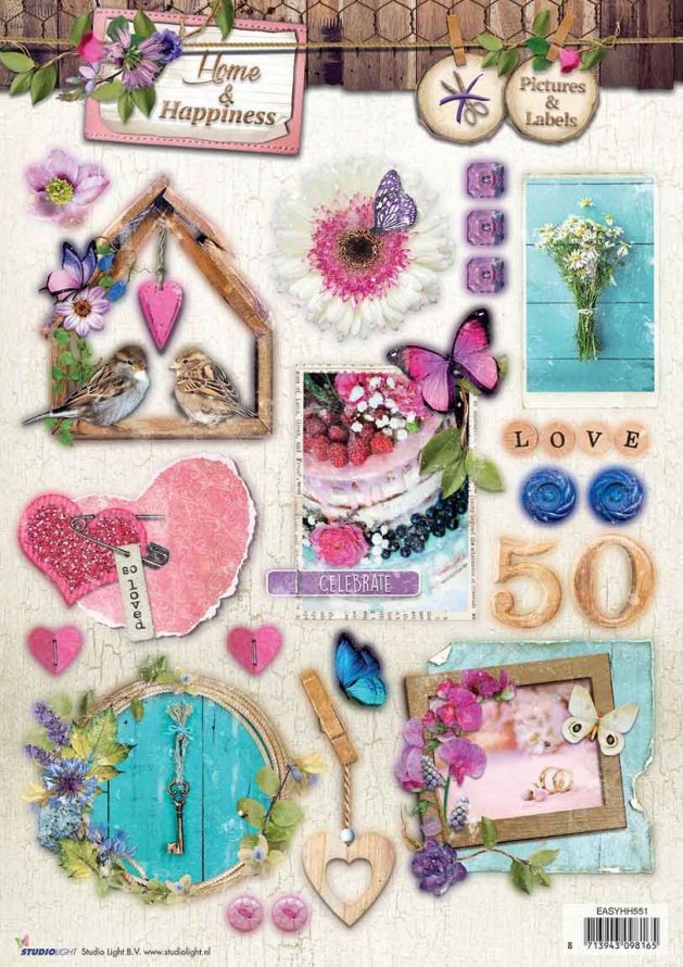 Home & Happiness - 3DA4 Die-cut Sheet - Pictures & Labels