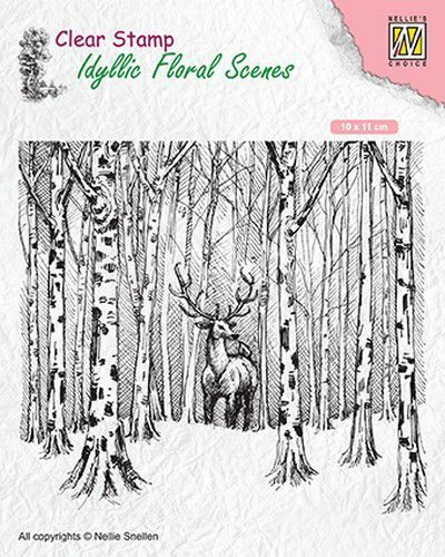 Transparante Stempel - Idyllic Floral Scenes - Deer in Forest