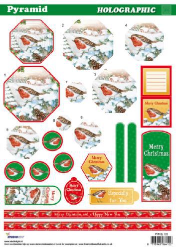 Christmas - Holographic Pyramid - 3DA4 Step by Step Decoupage Sheet