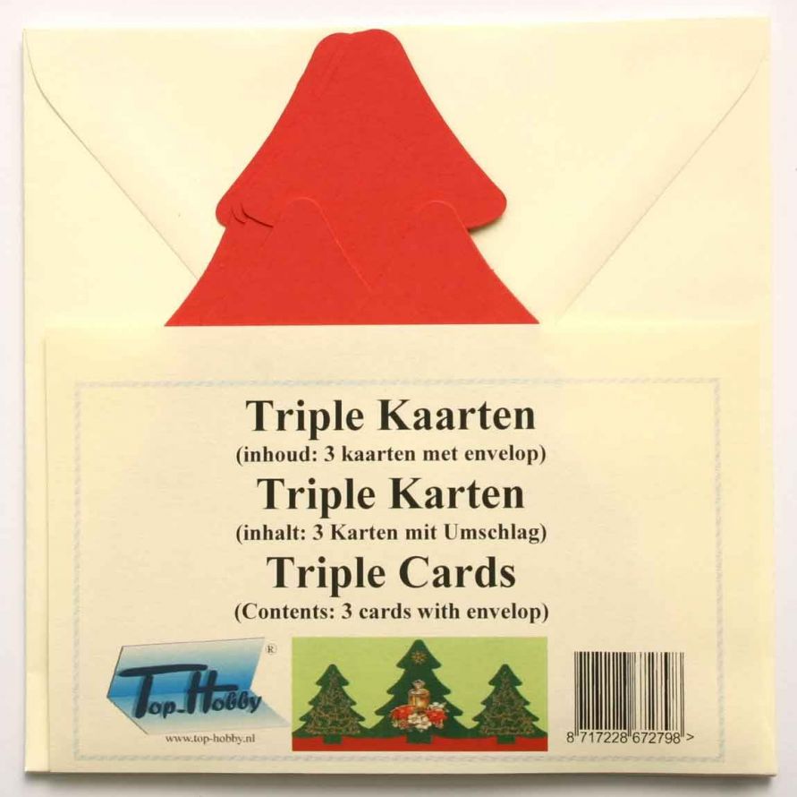 Weihnachtsbaum - Triple Karten - Rot