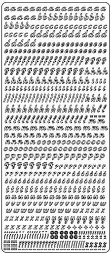 Characters Small - Italic - Peel-Off Sticker Sheet - Silver