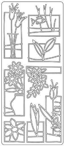 Flowers in Frames - Peel-Off Sticker Sheet - Silver