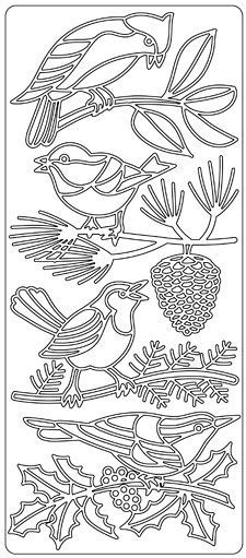 Bird on Branch - Peel-Off Sticker Sheet - Silver