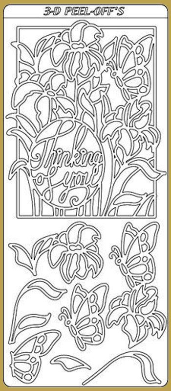 Flowers and Butterfly - Sticker Sheet - Gold