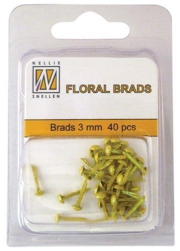 Floral Brads Glitter - Geel - 40 stuks 
