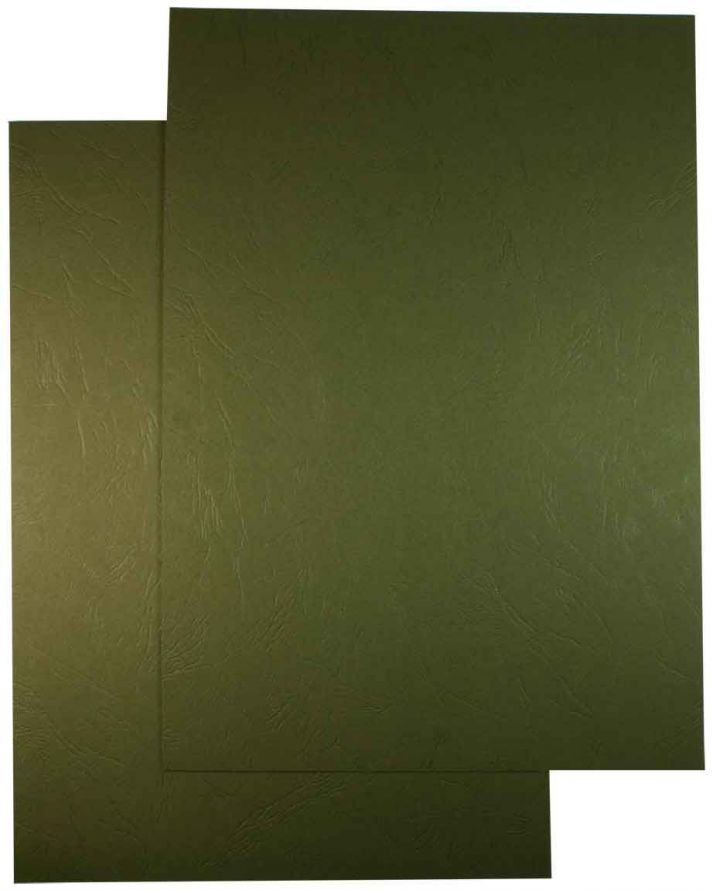Luxery A5 Cardboard Package - Leather Dark Olive green - 200 Sheets