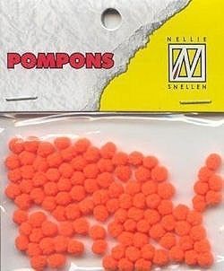 Mini Pom Poms - 3mm - Neon Orange - 100 Stuks