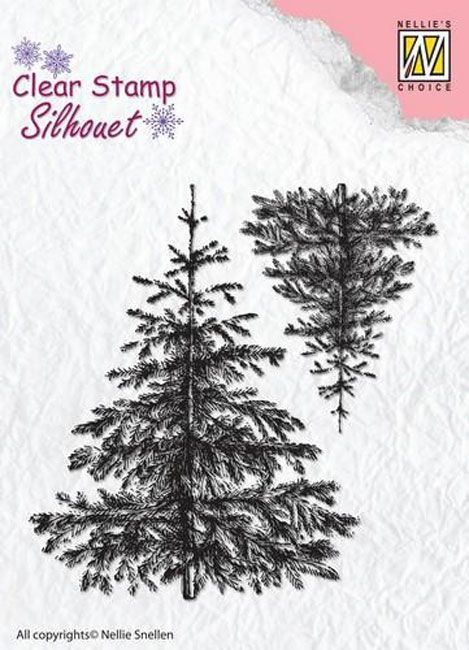Clear Stempel  - Silhouette - Christmas 2 Fir-Trees