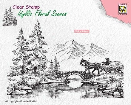 Clear Stamp - Idyllic Floral Scenes  Horse and Cart