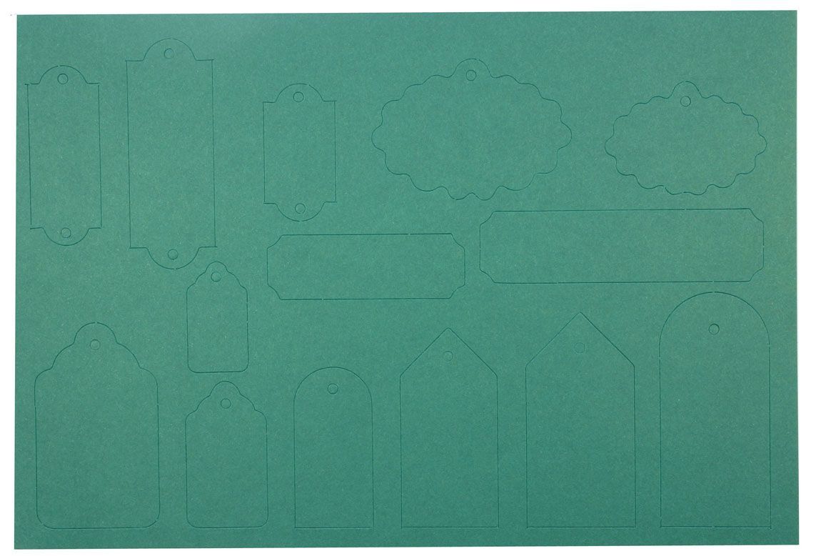 50 Present Label Die-cuts - Cardboard Sheets - Dark Green