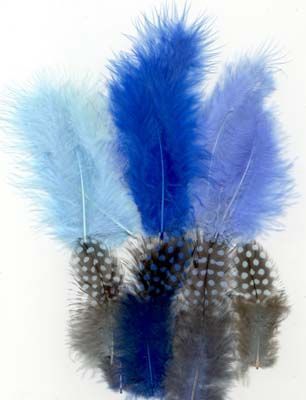 Feathers - Marabou & Guinea - Blue - 6 x 3 = 18 pcs