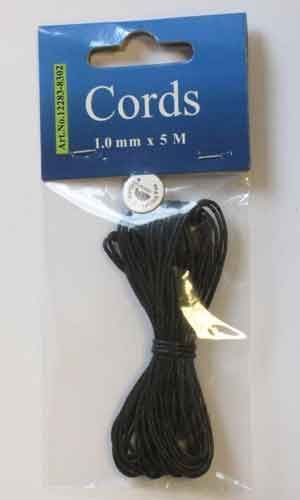 Waxed Cotton Cord - Zwart