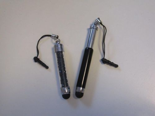 Touch Screen Pen Set, Black (extendable, 5.5-7.5cm) and w Jewelry Stones (5.5cm), 2pcs/header bag
