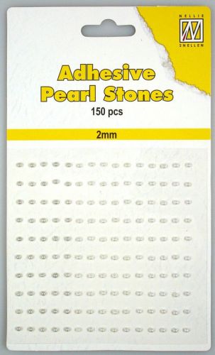 Pierres de Perle adhésives - 2mm - 3 nuances de Blanc - 150pcs 