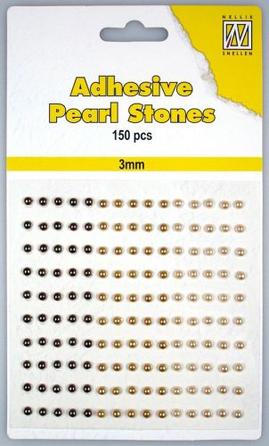Adhesive Pearl Stones - 3mm - 3 shades of Brown - 150pcs 