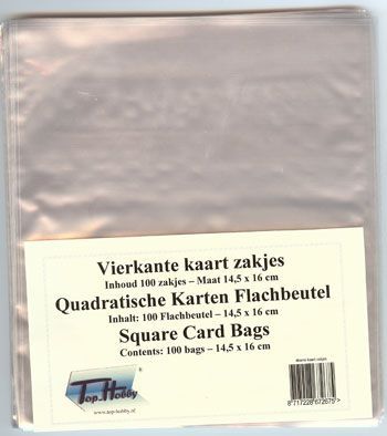 Quadratisch Karten Flachbeutel - Transparent - 14,5x16cm