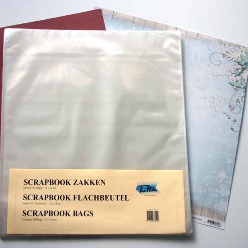Scrapbook Flachbeutel - Transparent - 320 x 320 +30mm - Wiederschliessbar mit Antistatik-Klebestreifen
