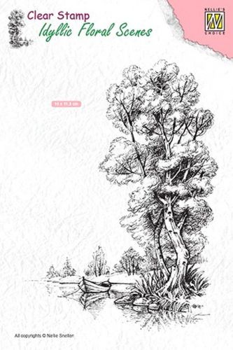 Transparante Stempel - Idyllic Floral Scenes - Tree with Boat