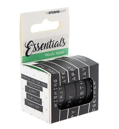 5 Rolls Washi Tape - Text - 2rolls 7,5mm x 5M and 3rolls 10mm x 5M 